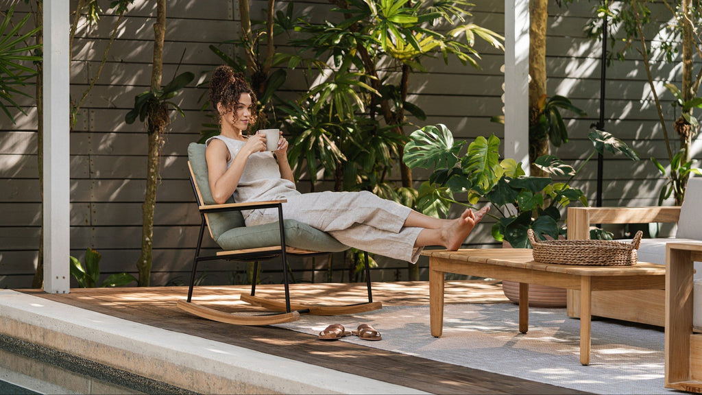 G Furniture Benji Rocker – Weather-Resistant Teak and Metal Rocking Chair