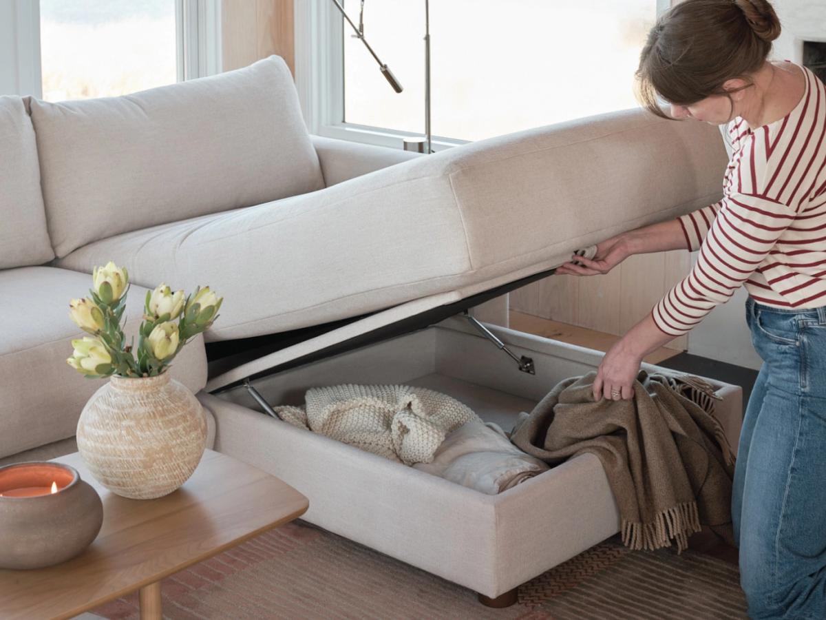 G Furniture Span Storage Chaise – Modern Queen Sleeper Sofa with Reversible Chaise