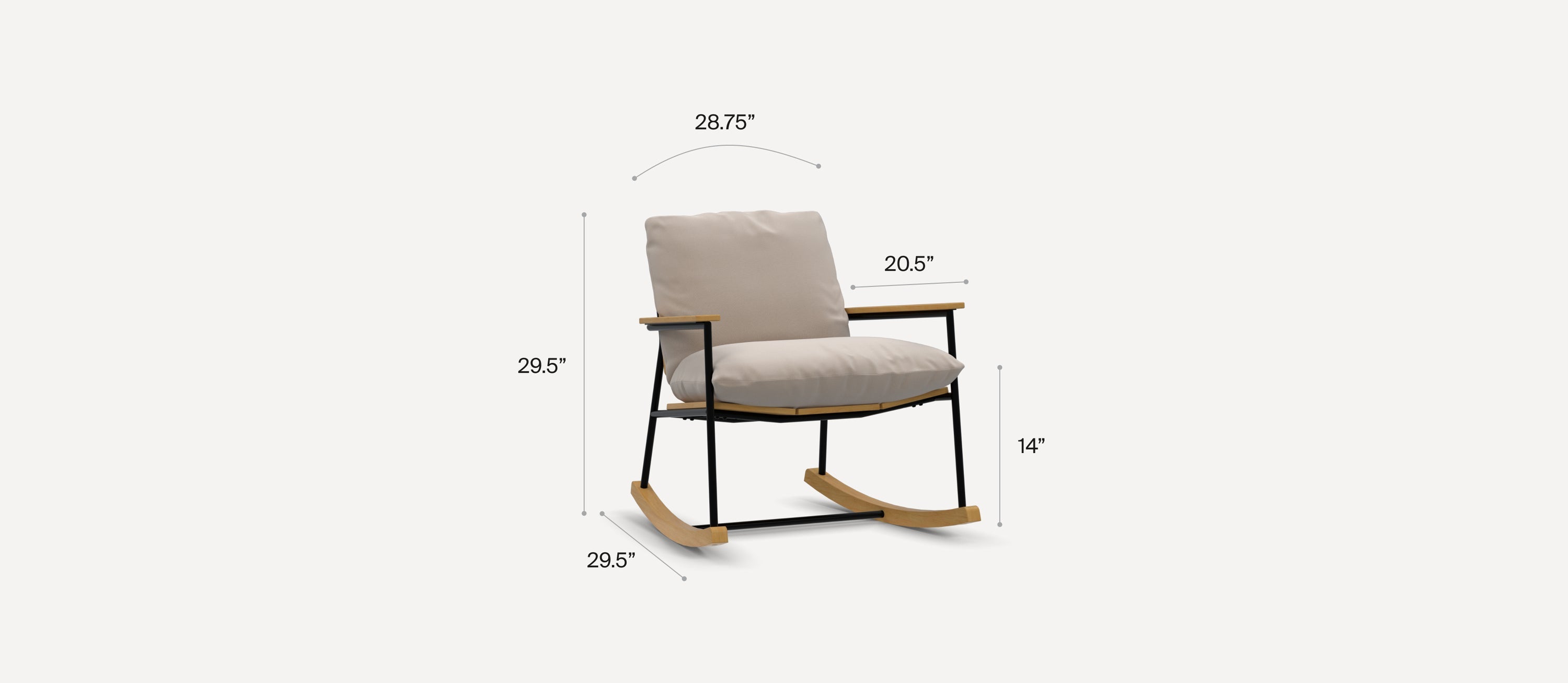 G Furniture Benji Rocker – Weather-Resistant Teak and Metal Rocking Chair