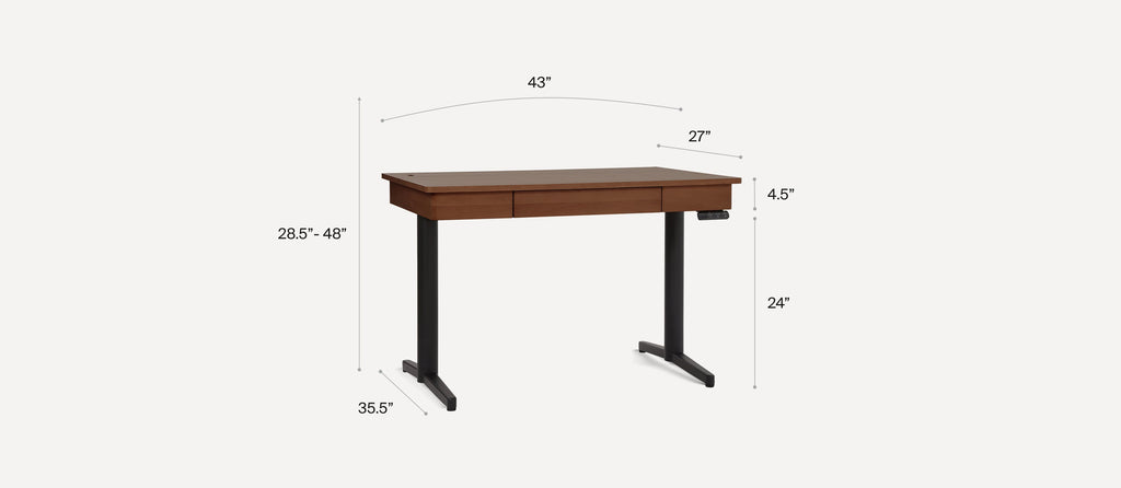 G Furniture Copilot Standing Desk | Height Adjustable Sit-Stand Workstation with Drawer