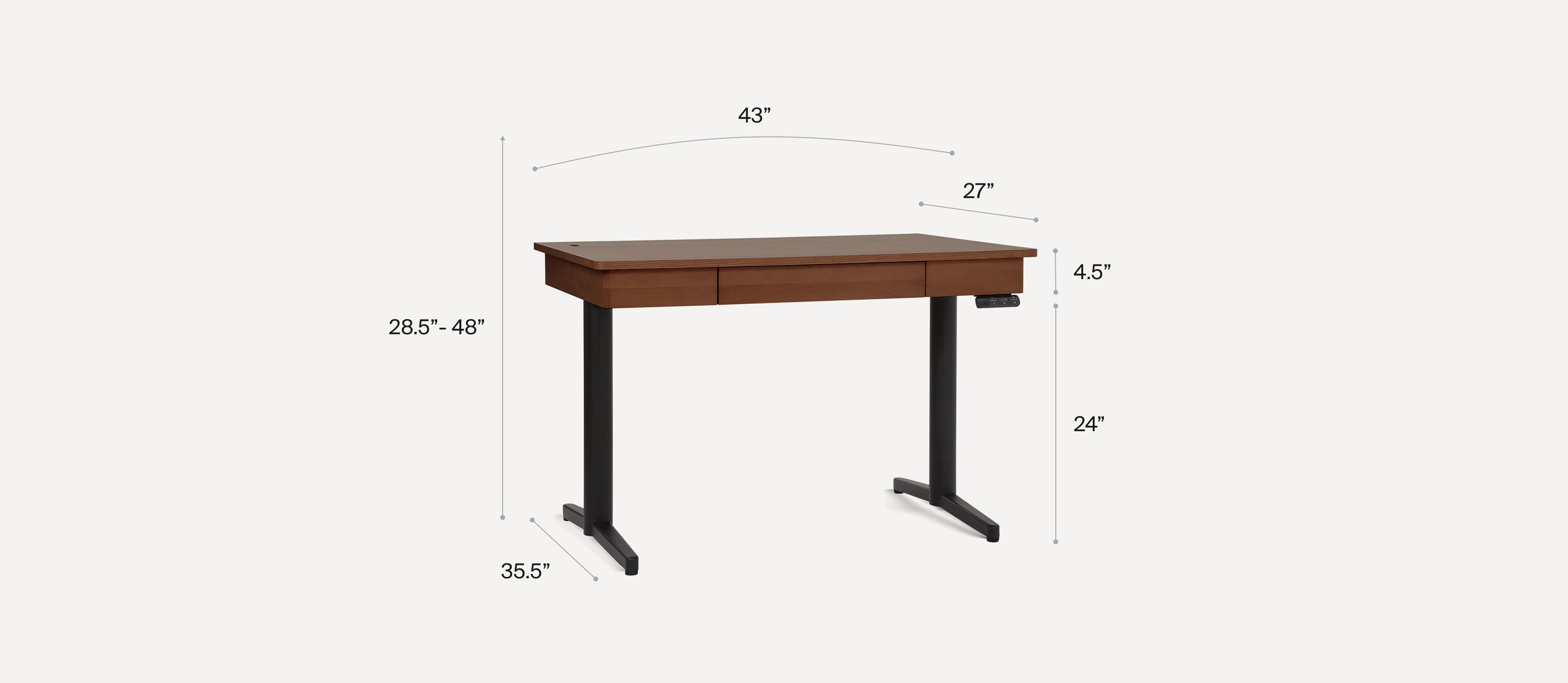 G Furniture Copilot Standing Desk | Height Adjustable Sit-Stand Workstation with Drawer