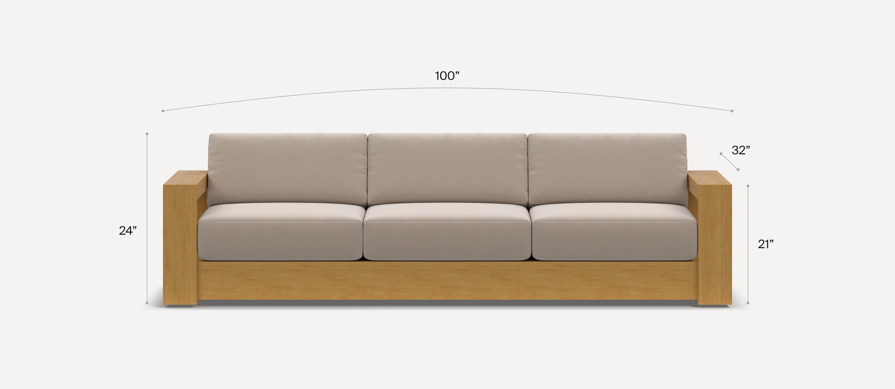 G Furniture Crest 3-Seat Sofa – Upholstered Living Room Sofa