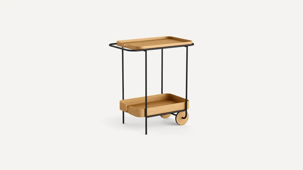 G Furniture Dram Bar Cart with bent plywood trays and powder-coated metal frame
