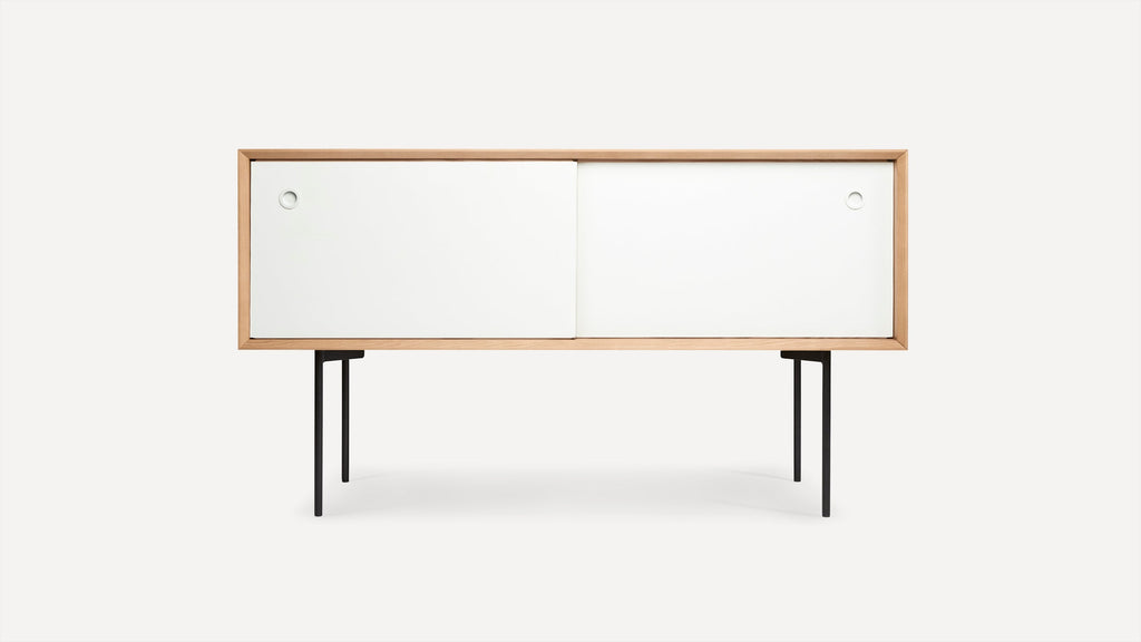 G Furniture Carta Credenza modern storage cabinet with reversible doors and removable tray tops