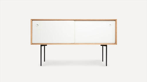 G Furniture Carta Credenza modern storage cabinet with reversible doors and removable tray tops