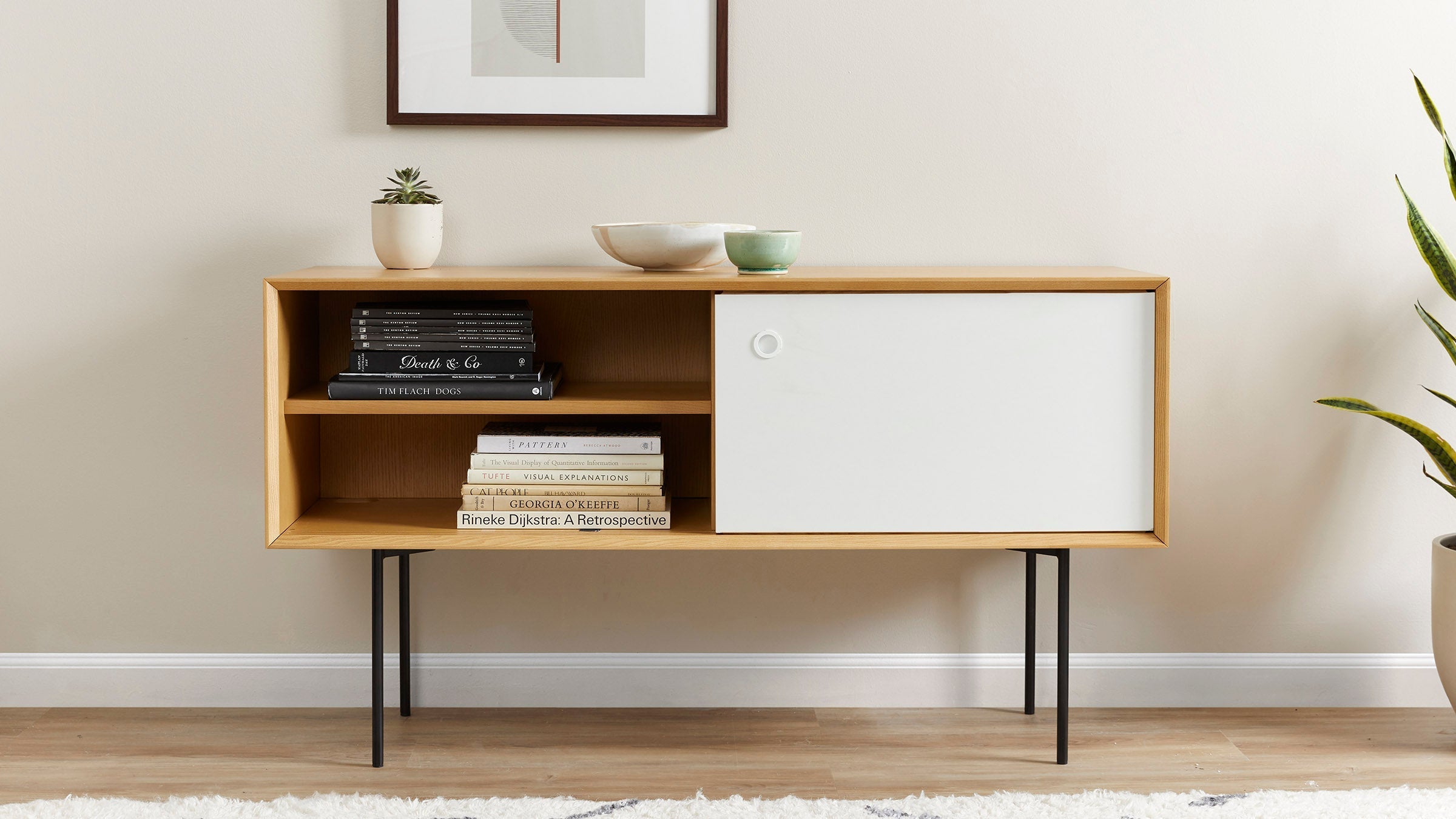 G Furniture Carta Credenza – Modern Storage Cabinet with Reversible Doors