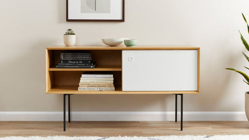 G Furniture Carta Credenza – Modern Storage Cabinet with Reversible Doors
