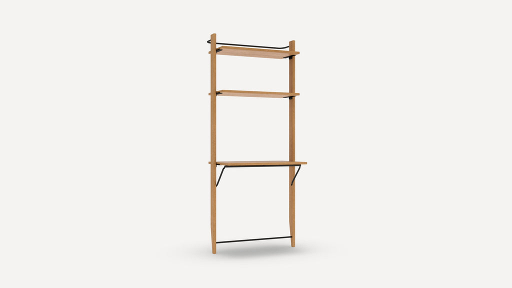 G Furniture Title Wall Desk modular mid-century shelving with open shelves and desk surface
